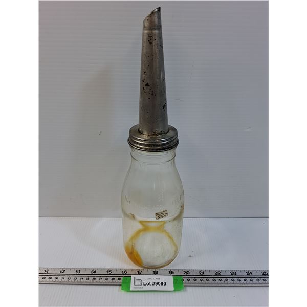 Vintage Glass Quart Oil Dispenser - 15" Tall