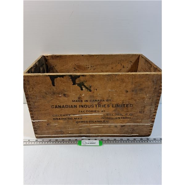 Canadian Ind. Wooden Explosives Crate - 18" x 10" x 10" - Preferred Pick-Up