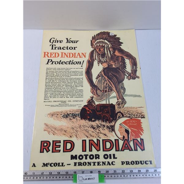 Red Indian Motor Oil Advertisement - 16" x 20" - Laminated