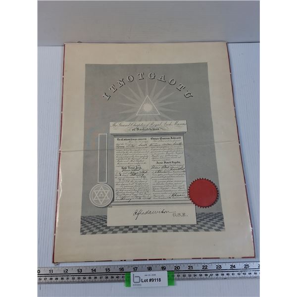 Masonic Grand Chapters of Royal Arch Masons Document - 14.5" x 18"
