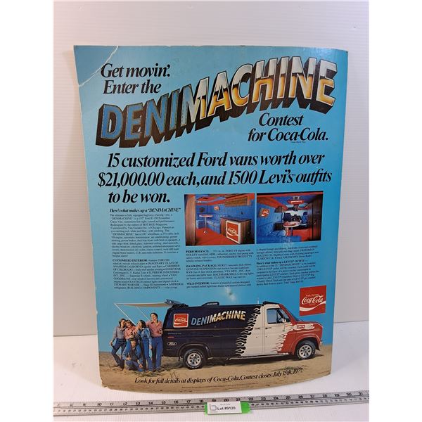 Coca Cola Denimachine Advertisement on Cardboard - 20" x 27"