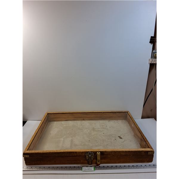 Wood & Glass Display Showcase - 31" x 21" x 3.5" - CANNOT SHIP