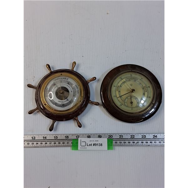 (2) Barometers - 7" Diameter