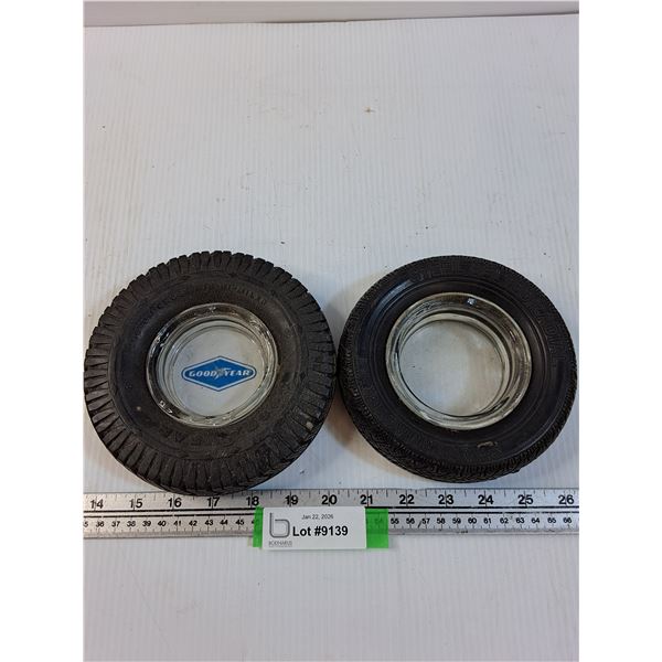 (2) Tire Advertising Ashtrays: Goodyear & Radial