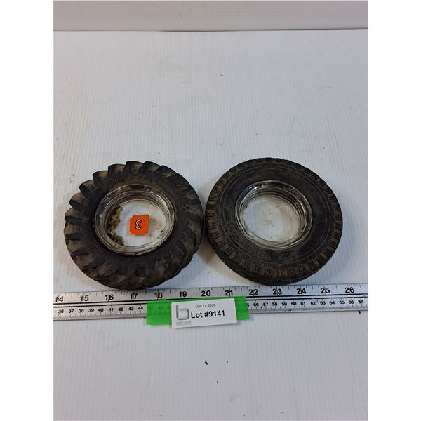 (2) Tire Advertising Ashtrays