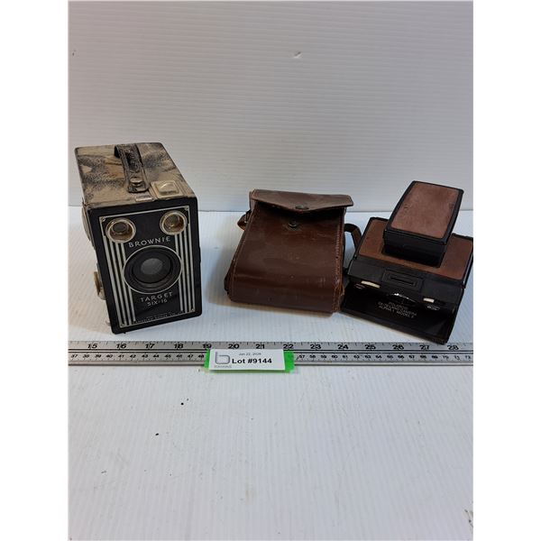(2) Vintage Cameras: Kodak Brownie & Polaroid Land Camera - As Is, Untested