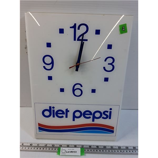 Diet Pepsi Battery Operated Clock - 12" x 16" - As Is, Untested - Pick Up Preferred
