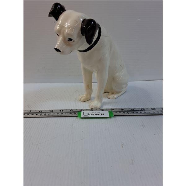 "Nipper" RCA Dog Ceramic Coin Bank - 9" Tall - Cracked