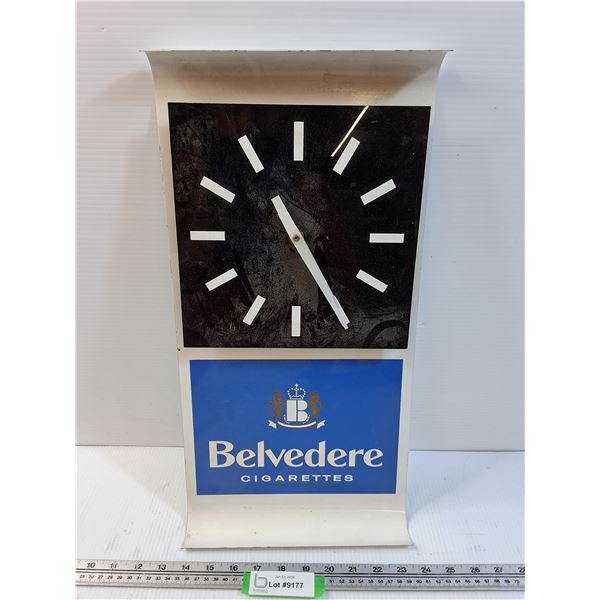 Belvedere Cigarettes Battery Operated Clock - Untested - 15" x 20" -Pick Up Preferred