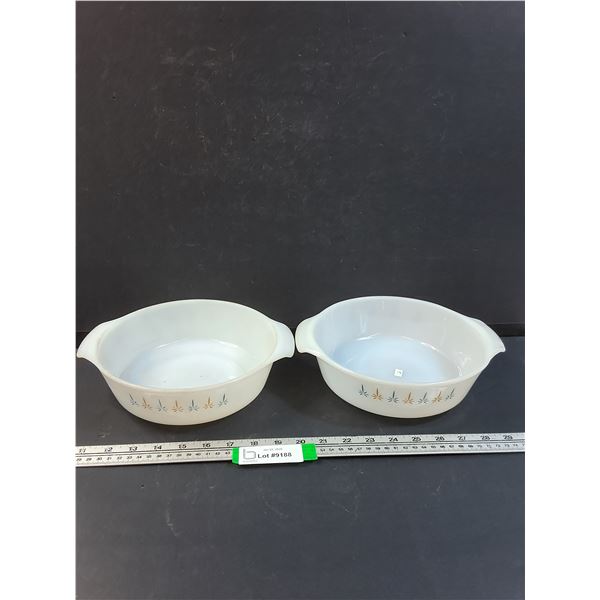 (2) Fire King 2.5Qt "Candle Glow" Pattern Casserole Dishes