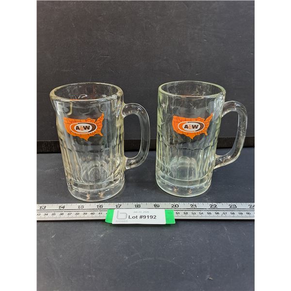 (2) A & W Glass Mugs