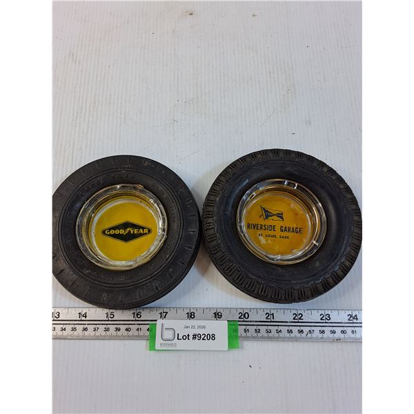 (2) Tire Advertising Ashtrays: Goodyear & St. Louis, Sk