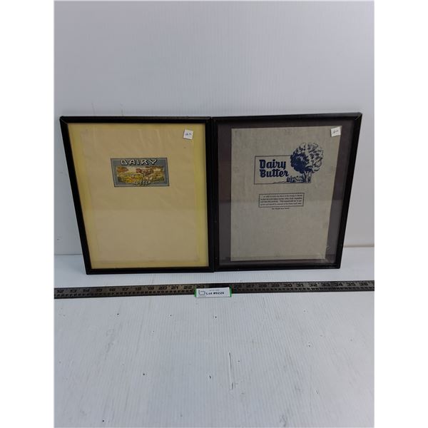 (2) Framed Vintage Butter Wrappers