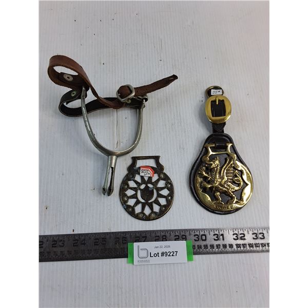 Vintage Brass Horse Harness Medallions, Spur