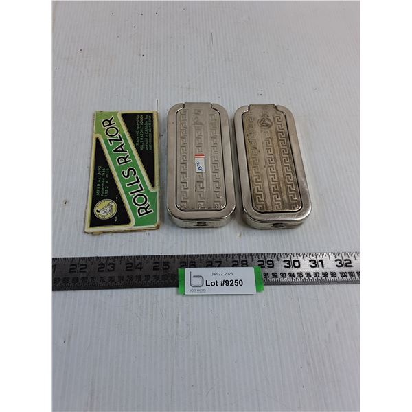 (2) Vintage Rolls Razor Kits, Pack of Rolls Razor Blades