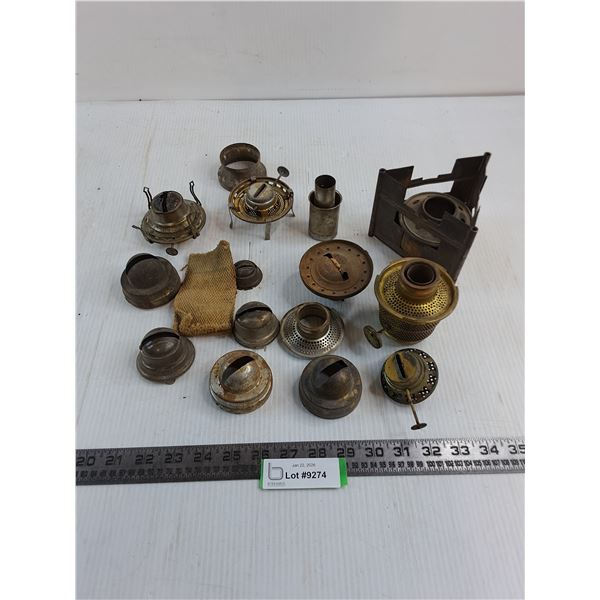 Assorted Vintage Oil Lamp Components - Mainly #1 Burners