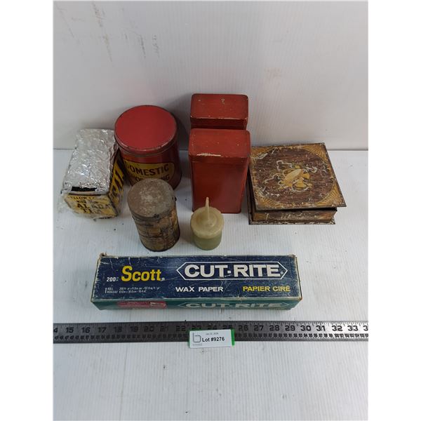 Assorted Vintage Kitchen Tins & Products - As is