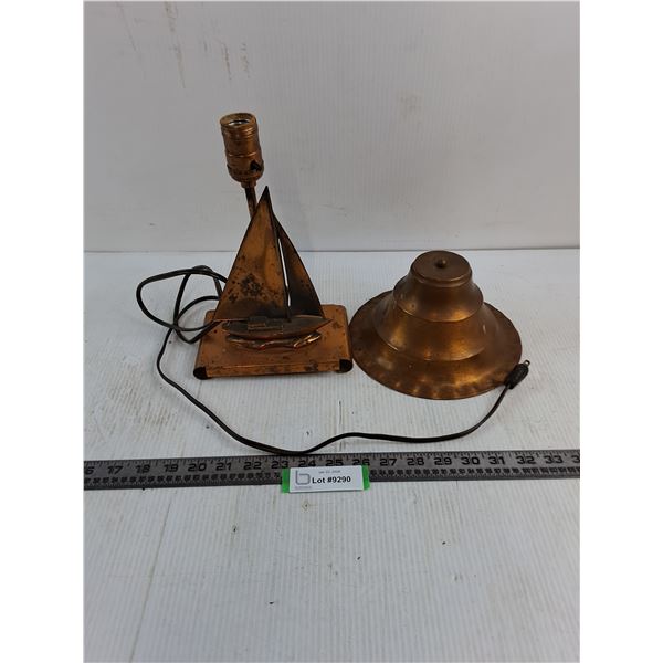 Vintage Copper "Sailboat" Table Lamp - Tested