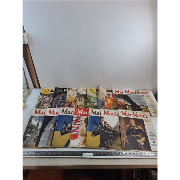 (15) Maclean's Magazines from 1940's & 50's