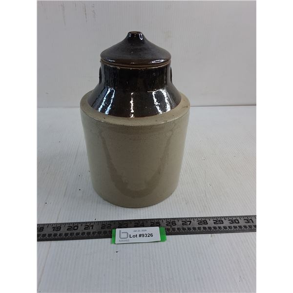 Vintage Stoneware Crock Sealer - 10.5" High - Cracked & Missing Pressure Handle