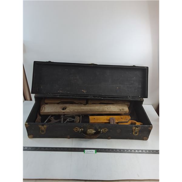 Vintage Tool Chest w/Contents (Planers, Speed Drills, Skate Blades) - 34x16x8.5" - Pickup Only