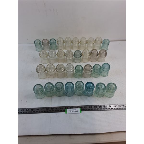 (34) Vintage Glass Insulators - A few with small cracks