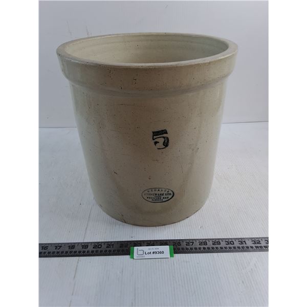 Vintage Medalta Stoneware #5 Crock - 13" High x 12.5" Diameter - Pickup Only