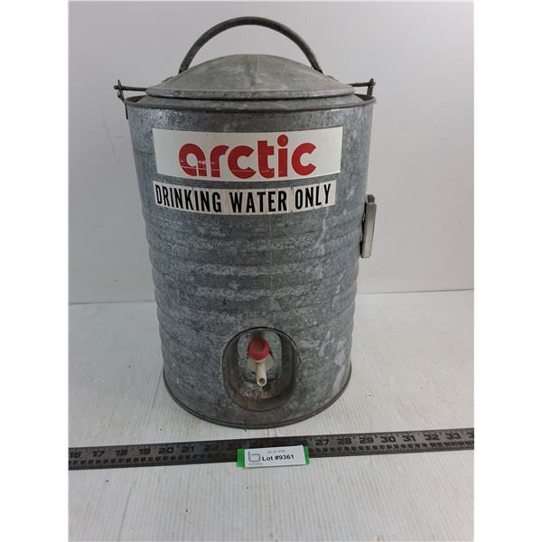 Vintage Arctic Galvanized/Insulated Water Cooler w/Lid - 18" High - Pickup Preferred