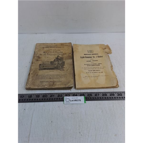 Vintage Agro Equipment Manuals - As is