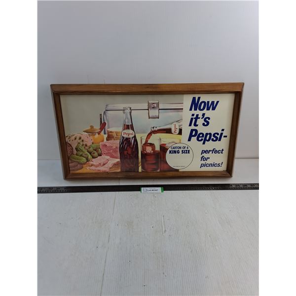 Framed Vintage Pepsi-Cola Advertisement  - 24" x 13"