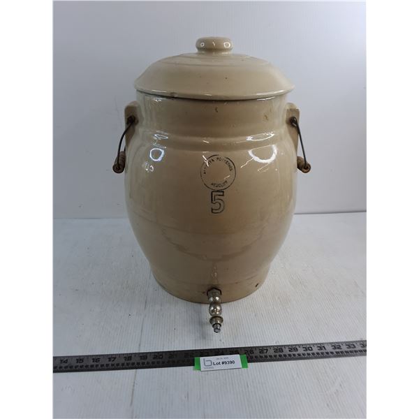 # Alberta Potteries - Redcliff #5 Stoneware Water Crock w/Lid - Pickup Only