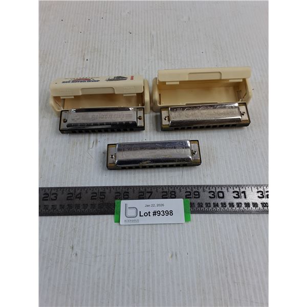 (3) Vintage Hohner Harmonicas & 2 Storage Cases - From Germany