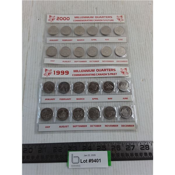 (2) Sets of Canadian Millennium Quarters - 1999 & 2000