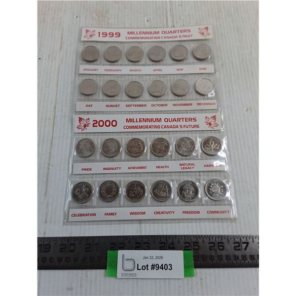 (2) Sets of Canadian Millennium Quarters - 1999 & 2000