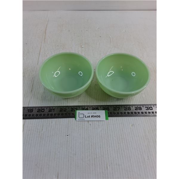 (2) Vintage Fire-King Jadeite Ovenware Bowls