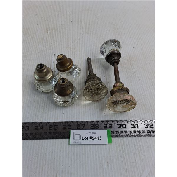 Vintage Glass Door Knob Sets - As is
