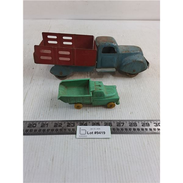 Vintage Toy Farm Trucks (Folded Metal & Plastic) - As is
