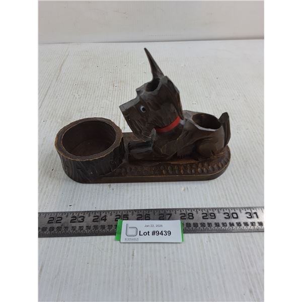 Vintage Wooden "Dog & Bowl" Toothpick Holder