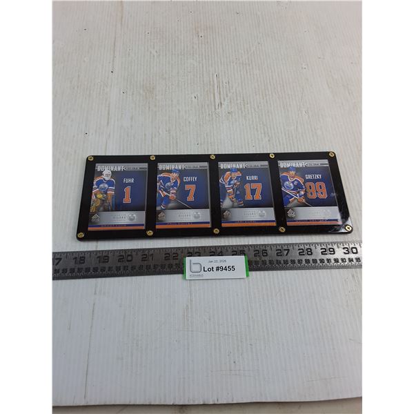 (4) Framed Upper Deck Edmonton Oilers Cards (Fuhr, Coffey, Kurri, Gretzky) - Unauthenticated