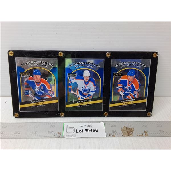 (3) Framed OPC Platinum Wayne Gretzky Collector Cards - Unauthenticated