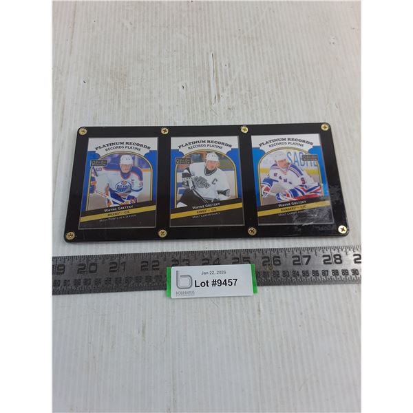 (3) Framed OPC Platinum Wayne Gretzky Collector Cards - Unauthenticated