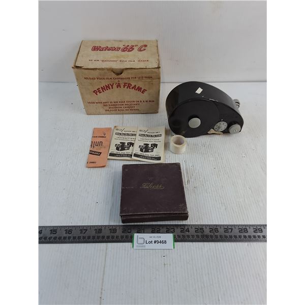 Vintage Watson 66* Bulk Film Loader, Miniature Chess Travel Set - Both Items As is