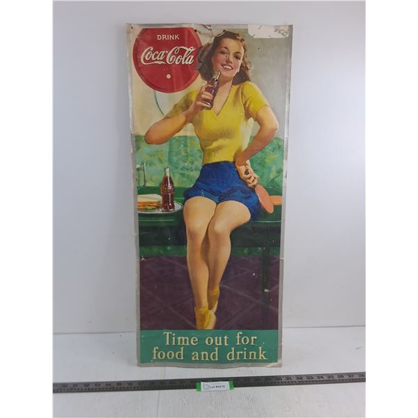 Vintage Coca-Cola Advertisement Board - 32" x 14.5" - Pickup Only