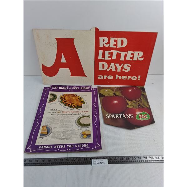 (3) Vintage Advertisement Boards - Largest 26" x 13" - Pickup Preferred