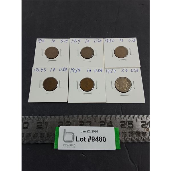 (6) American Coins from 1918-1929