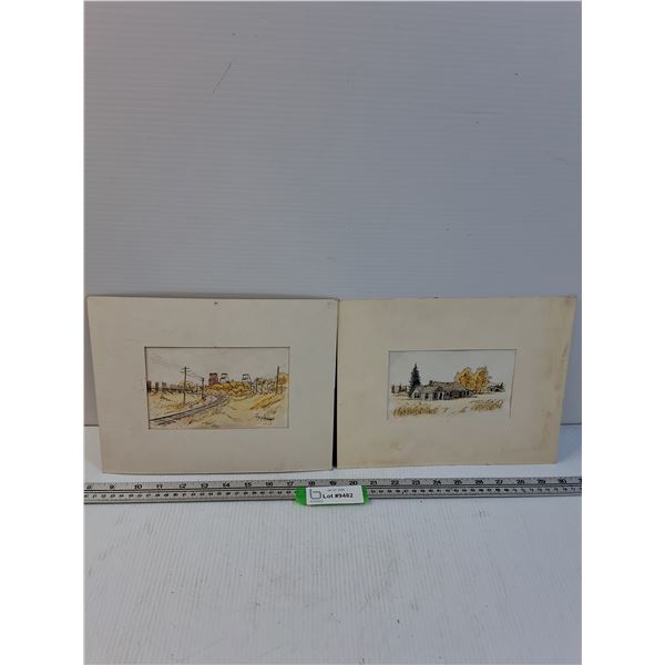 (2) Watercolor Paintings - 9" x 11"