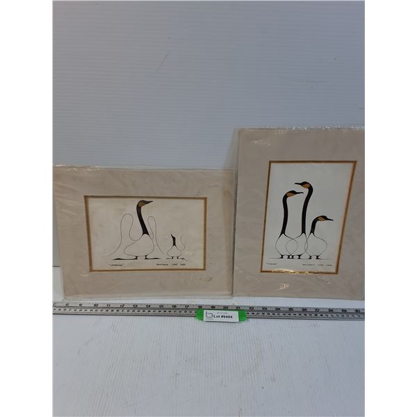 (2) Goose Prints by Chee Chee - 10" x 13"