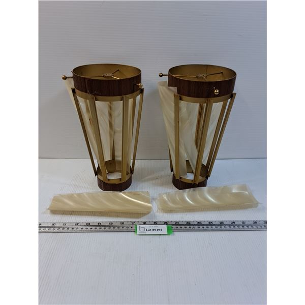 (2) MCM Lamp Shades - 12" Tall - SOME TLC