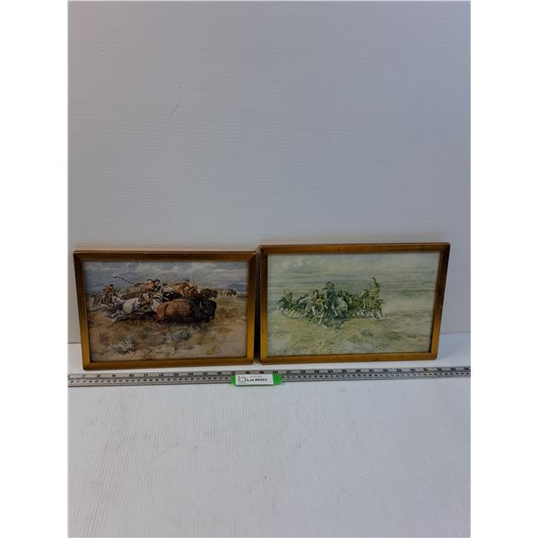 (2) Charlie Russel Pictures/Prints - Largest Size: 13" x 9"