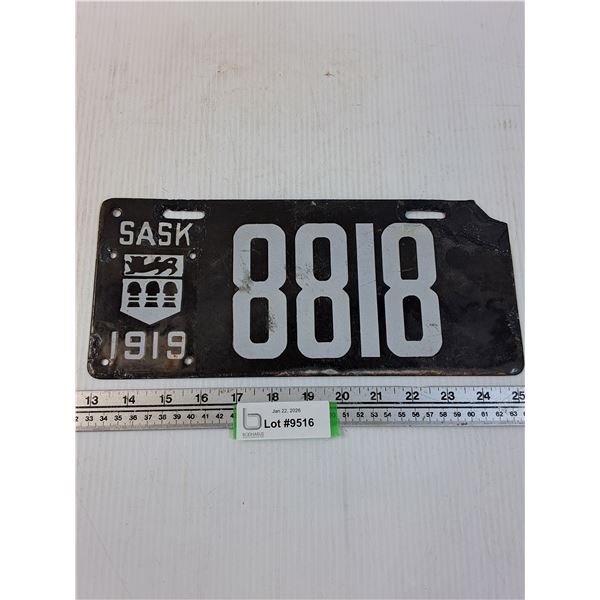 Saskatchewan License Plate - 1919